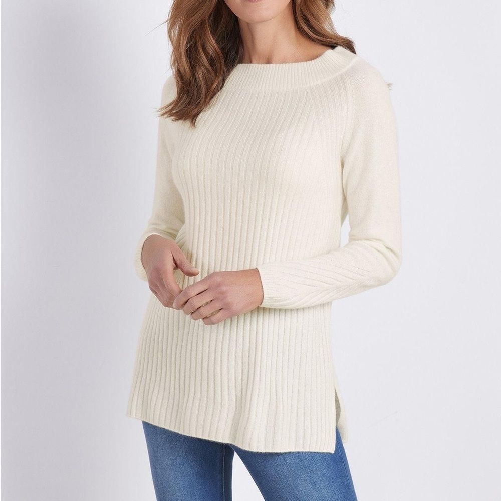 Soft Surroundings Nazca 100% Cashmere Tunic Sweater Ecru Ivory Size Medium NEW